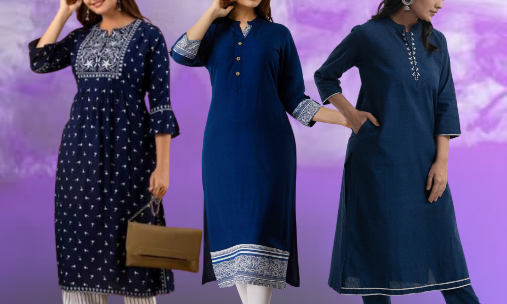 blue kurta for women