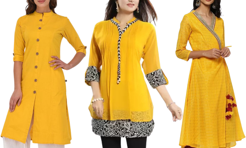 yellow kurta for women